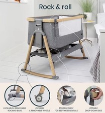 3 in 1 Bassinet Bedside Sleeper  6 Height Adjustable  Bedside Crib with Wheels