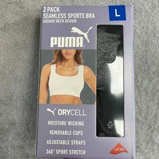 NEW Gray Black Puma Women's L 2 Pack Seamless Sports Bra