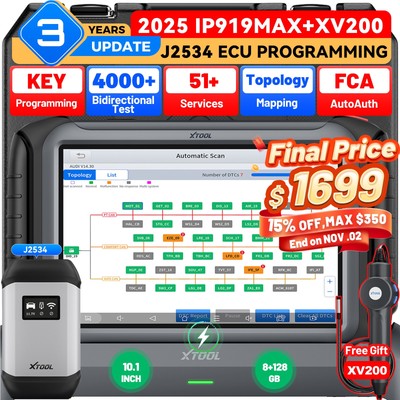 XTOOL IP919 MAX 2025 Ultimate Auto J2534 ECU Programming Tool Key Programmer FCA