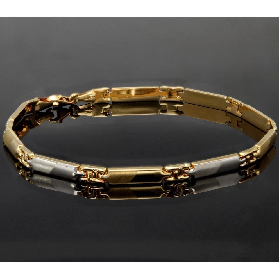 Breites Goldarmband Armband 585 14K ECHT Gold 21cm 4mm Bicolor NEU Schmuck