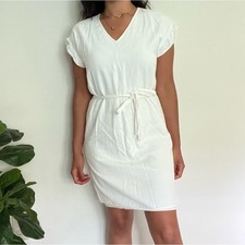 Ann Taylor White V-Neck Mini Dress Small Minimalist Shortsleeve Summer Bridal
