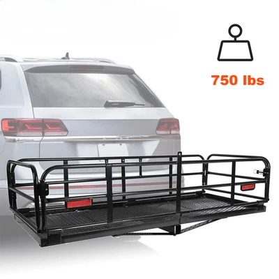 58'' 750LBS Cargo Carrier Hitch Mount Rear Folding Basket Rack For SUV Camping - Image 1 of 4
