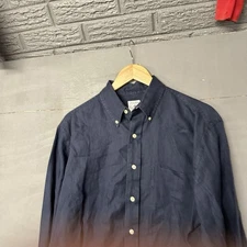 Brooks Brothers Regent Fit Irish Linen Mens Size M Sleeve Button Down Navy