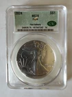 2024 AMERICAN SILVER EAGLE CAC MS70  FIRST DELIVERY  1 OZ .999 SILVER