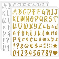 810 Pieces 10 Sheets Self-Adhesive Glitter Gold Silver letter stickers, Alpha...