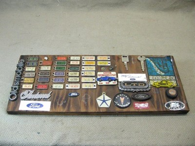 Vintage Illinois DAV Key Tag License Plates 40s 50s 60s 70s Mounted Car Emblems