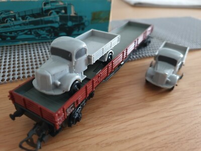 Wagon Märklin H0 Réf 4515 - Bords Bas Avec Camion Mercedes - Occasion Boîte