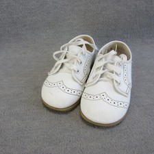 Vintage Small Steps Toddler White Lace Up Shoes Sz 5 Made in USA Oxford