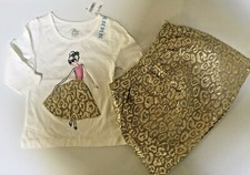 NWT The Children Place Girls Long Sleeve Tee And Skirt With Lurex Size 4