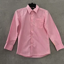 Bergamo New York Button Down Shirt Girls 10 Solid Pink Long Sleeve Collared