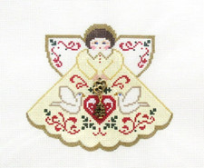 Painted Pony Christmas Doves Angel w/Charm Handpainted Needlepoint Canvas