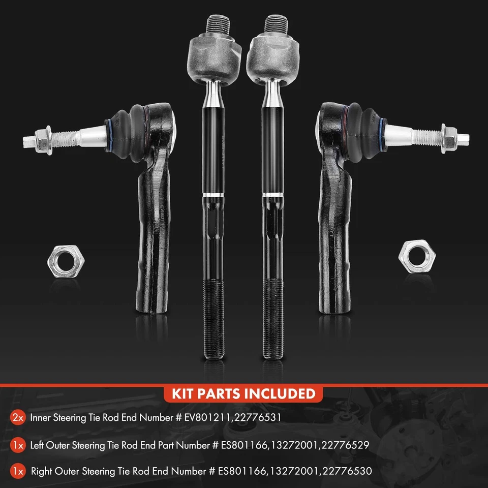 Conjunto de extremo de varilla de amarre interior y exterior de 4 piezas para Buick LaCrosse Regal Cadillac XTS Foto 2 de 4