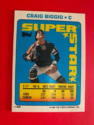 1990 TOPPS SUPER STAR STICKER BACK CARD  CRAIG BIGGIO RAMON MARTINEZ DAVE STIEB