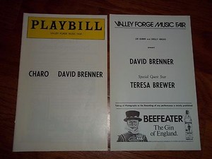  Valley Forge Music Fair  Phila.1977 Playbill Charo--David Brenner-Teresa Brewer