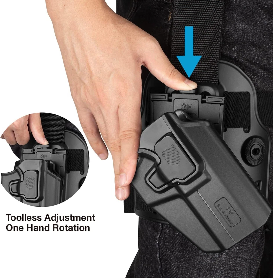 Level II Tactical Drop Leg Holster,Universal Leg Holster Fits 100+ Pistols Glock - Image 3 of 4