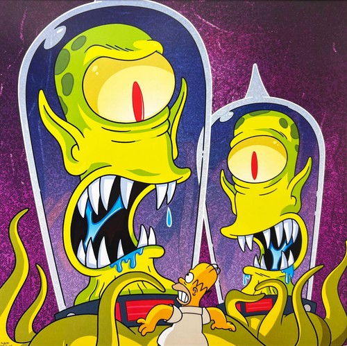 The Simpsons "Homer With Kang & Kodos" CUSTOM FRAMED ART Print Animation Disney - Bild 2 von 3