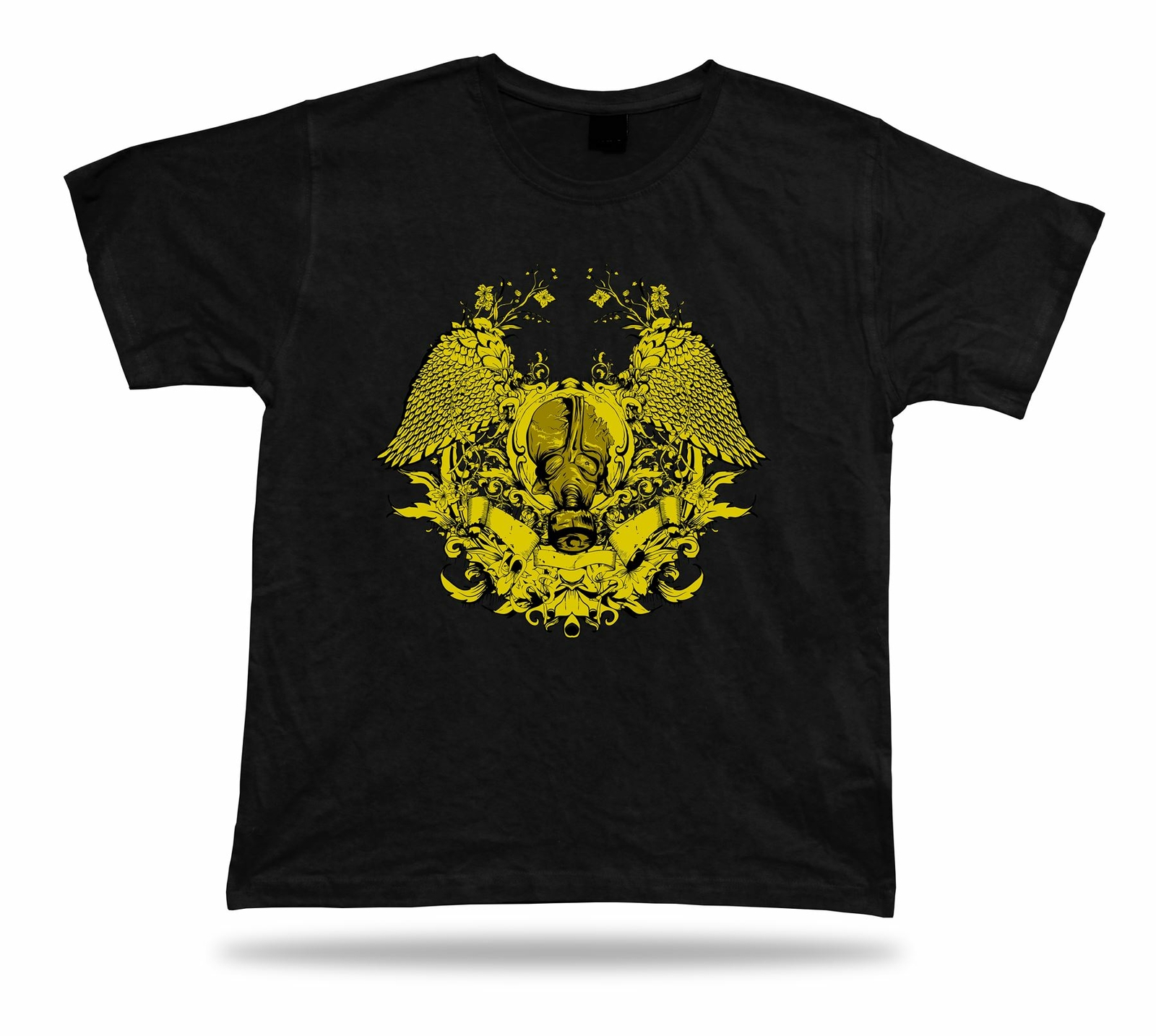 Yellow Gas Mask Wings Floral vector stylish modern t shirt tee idea design