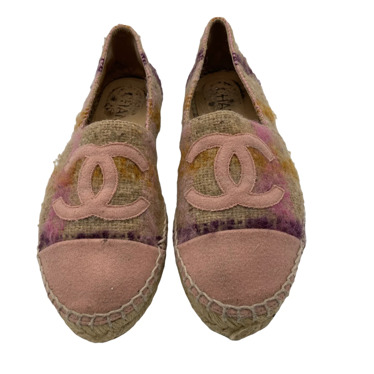 Chanel Tweed Interlocking CC Logo Espadrilles