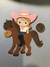 HANDMADE Die Cut 1 Cowgirl w/ Horse Scrapbook / Card Embellishment