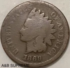 1869 Indian Head Cent Bronze Penny GD Good