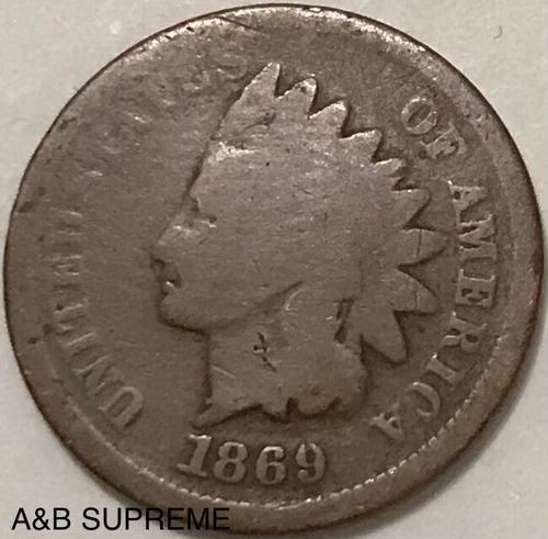1869 Indian Head Cent Bronze Penny GD Good