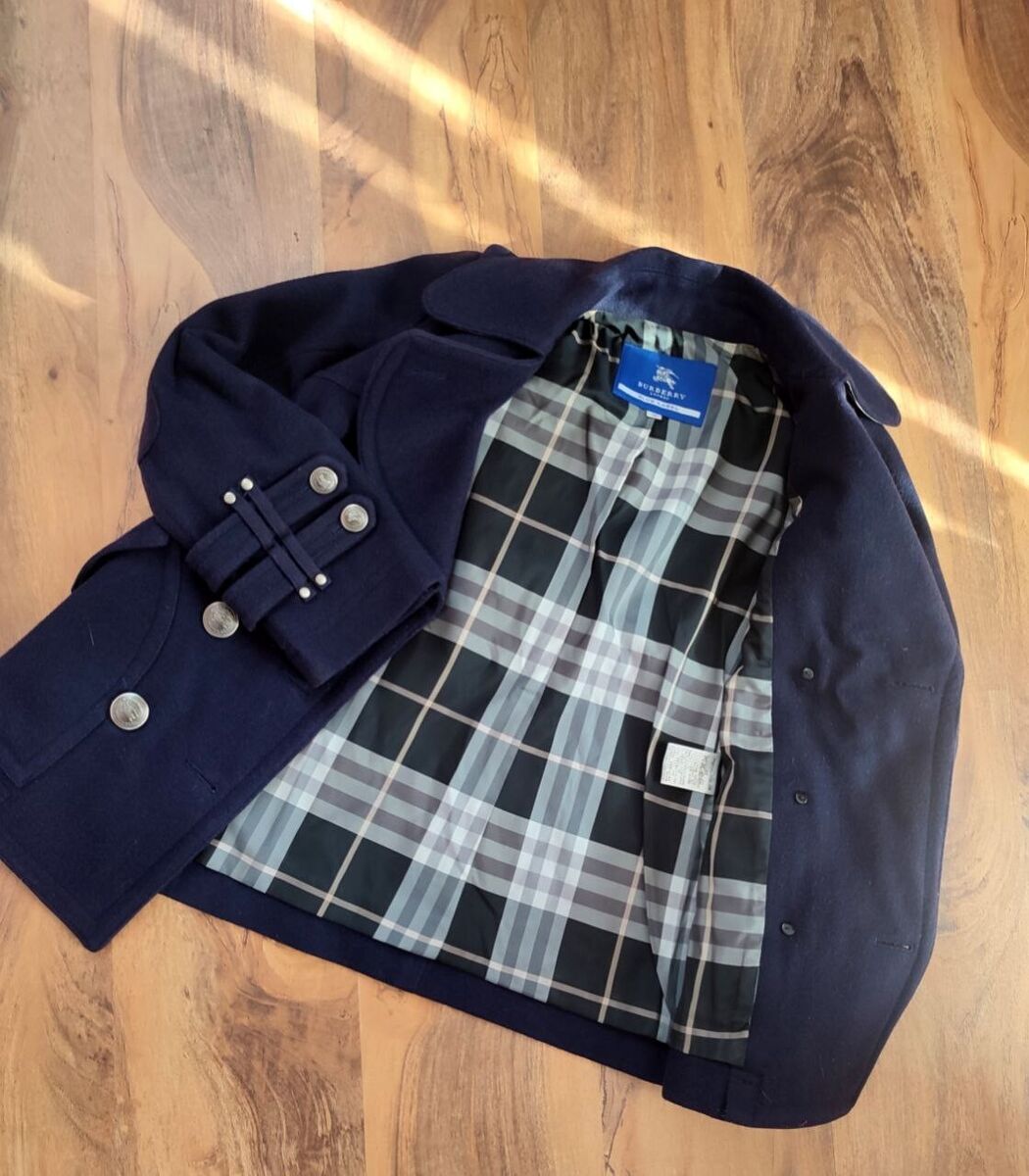 BURBERRY Blue Label Women's Wool Blue Coat Jacket Size 36 (S BURBERRY Blue Label Women's Wool Blue Coat Jacket Size 36 (S