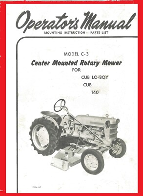 Operator's Manual for International Danco Model C-3 Center Mounted Rotary Mower
