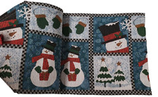 Long Tapestry Table Runner 16"x72" WINTER,CHRISTMAS THEME PATCHWORK,SNOWMEN,AL