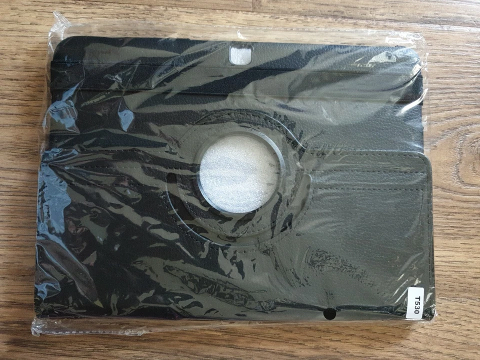 Funda con soporte de cuero giratoria abatible para Samsung Galaxy Tab SM-T530 Foto 2 de 4