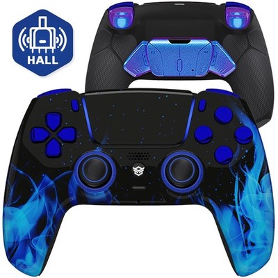 Hexgaming Rival Pro Hall Effect Game Controller Wireless Blue Flames for PS4 PS5