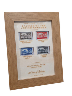 Wilding Castle High Values 1955-1969 gerahmte Royal Mail Briefmarken British UK A5