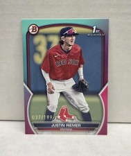 JUSTIN RIEMER 2023 Bowman Draft AQUA PINK GRADIENT ~ Red Sox ROOKIE #'d /199