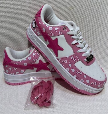 bapes A Bathing Ape Bapesta Low Hello Kitty Pink/White Leather Low Top