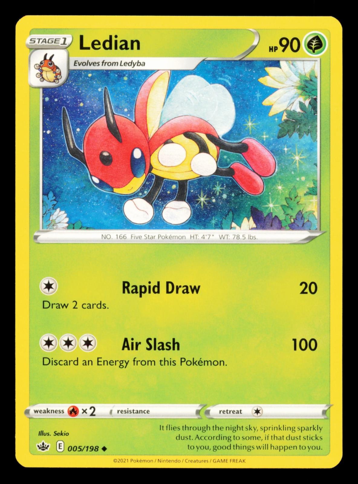 Ledian 005/198 Uncommon Chilling Reign Pokemon Near Mint