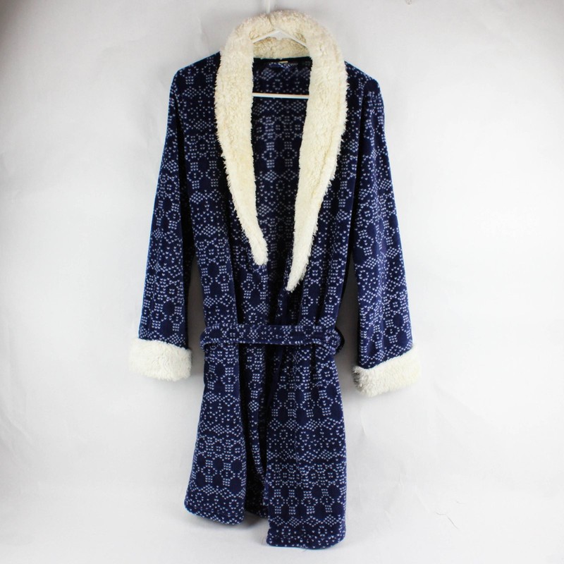 Ulta Beauty  Blue Belted Fleece Robe with Pockets Women's Size L/XL