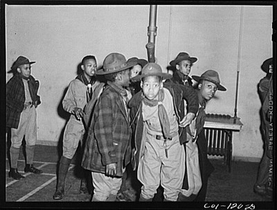 Untitled photo, : Some of the scouts of Troop 446 who meet in the community