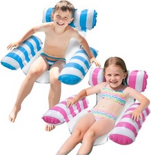 Pool Floats Kids, 2 Pack Pool Lounge Chairs 3 Tubes Floaties Water Hammock Infl