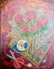 Title: Roses, Ribbon, Rubies & More, 16x20 acrylic on can hand painted origional — photo 2