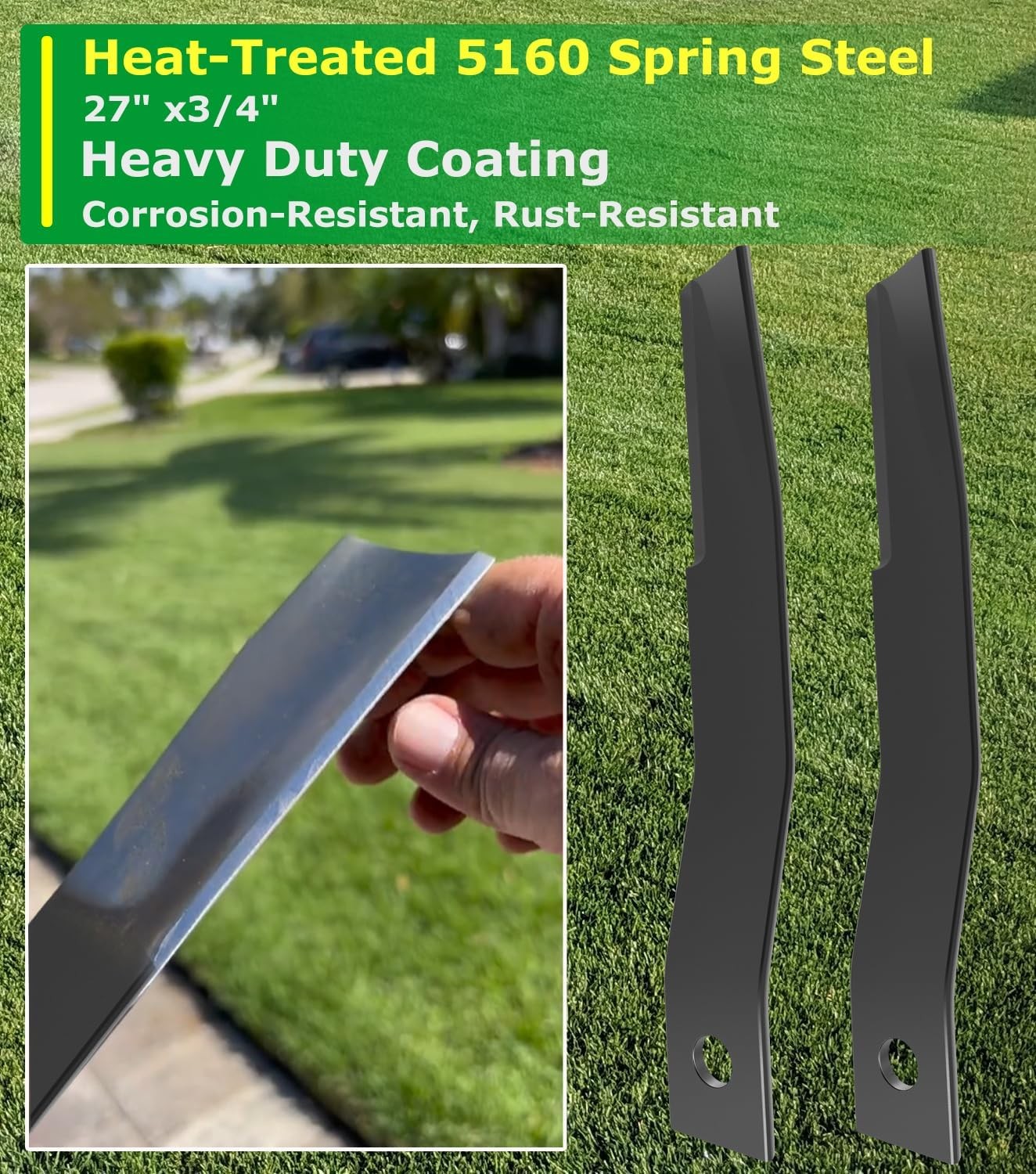 7556 Rotary Cutter Blades 27" x3/4" Lawn Mower Blades For Bush Hog, 2 Blade Set