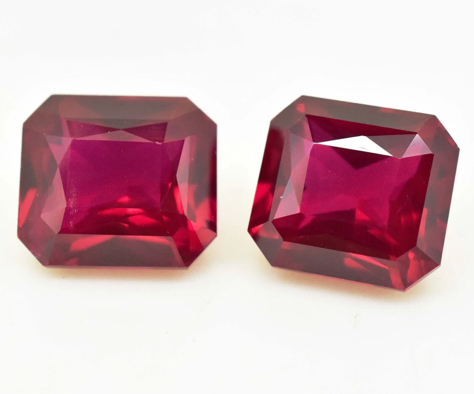 26.40 Ct Natural Red Ruby Princess Cut Gemstone Pair - Image 2 of 4