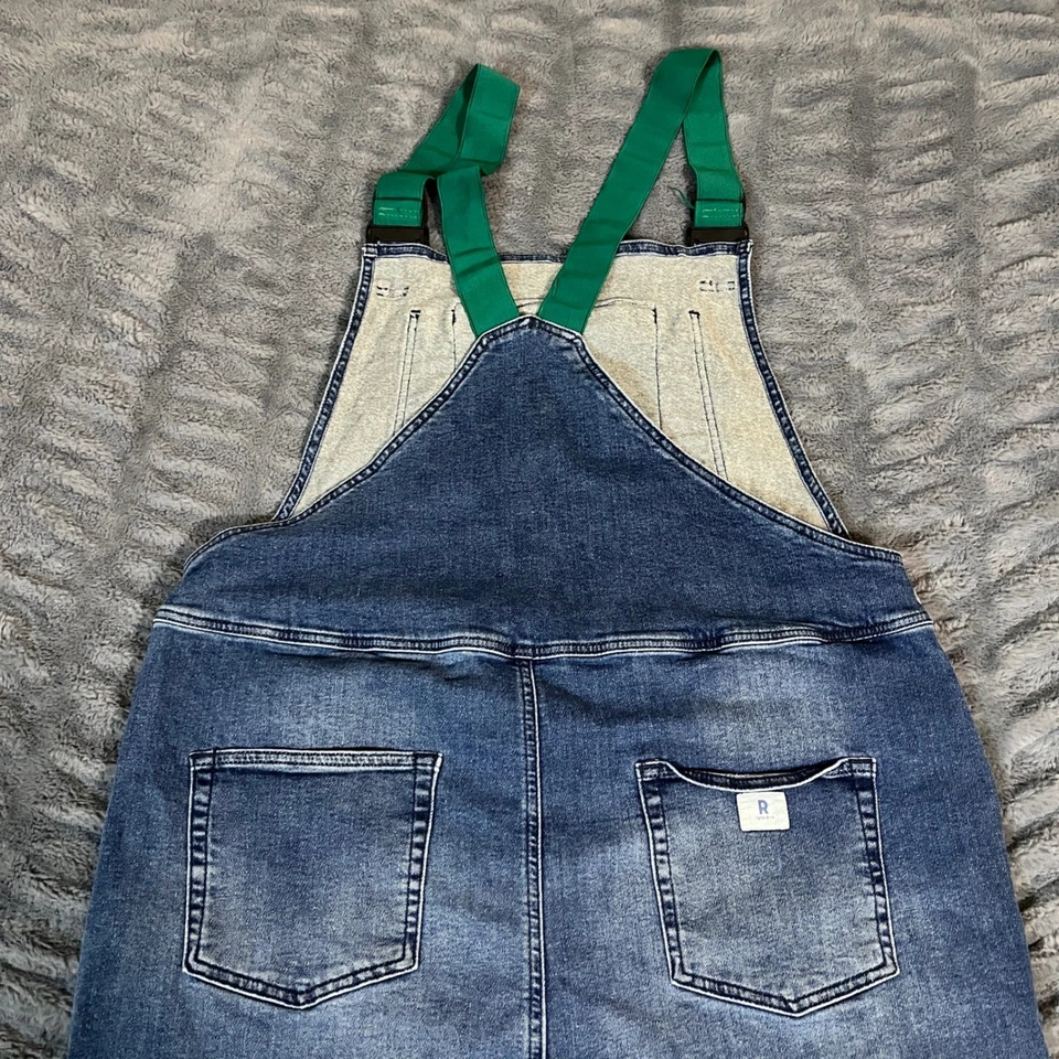 Ripton & Co Life is Jort 牛仔裤连身裤围兜裤 XL 绿色肩带 — 第 4/4 张图片