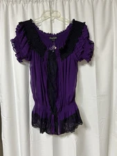 Vintage Rampage Y2K Purple Lace Sheer Whimsigoth Witchy Fairy L Top Blouse