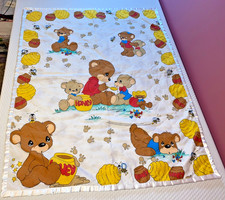 N3 WOW LN Vintage Precious Moments BEARS Crib Baby Blanket Comforter