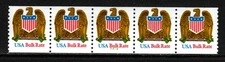 Stamp USA 10¢ Bulk Rate Eagle/Shield Plate #33333 Coil Strip of 5 stamps SC#2602