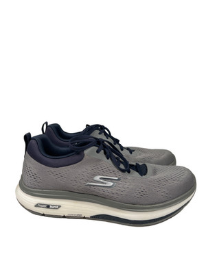 Skechers men's Gray/Blue Go Walk Workout Walker Lace Up Sneakers - 10