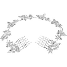 Women's Bohemian Simulated Pearl Crystal Bridal Bendable Headband Hair Comb