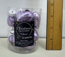 NIB 12pc Blown Glass Puffed Heart Ornaments For Valentine  s Day Heather Lilac