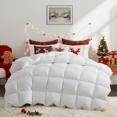 Puredown Fluffy Extra Warm Euro 90% Goose Down Comforter 500TC Cotton Shell