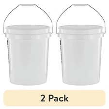 (2 pack) United Solutions 5 Gallon Round Utility Bucket, Comfort Handle, Plastic