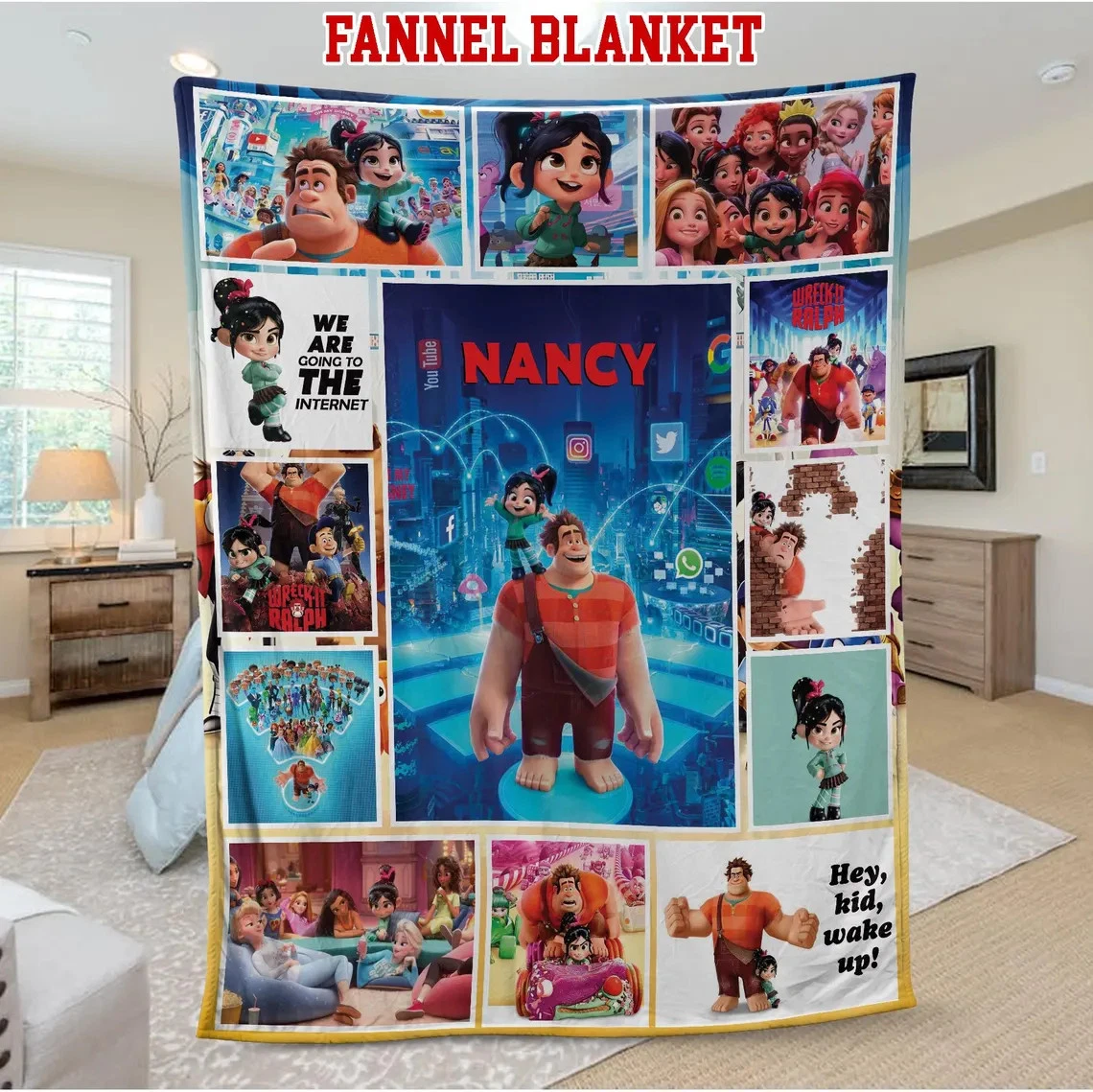 Fleece Blanket Funny Wreck It Ralph Happy